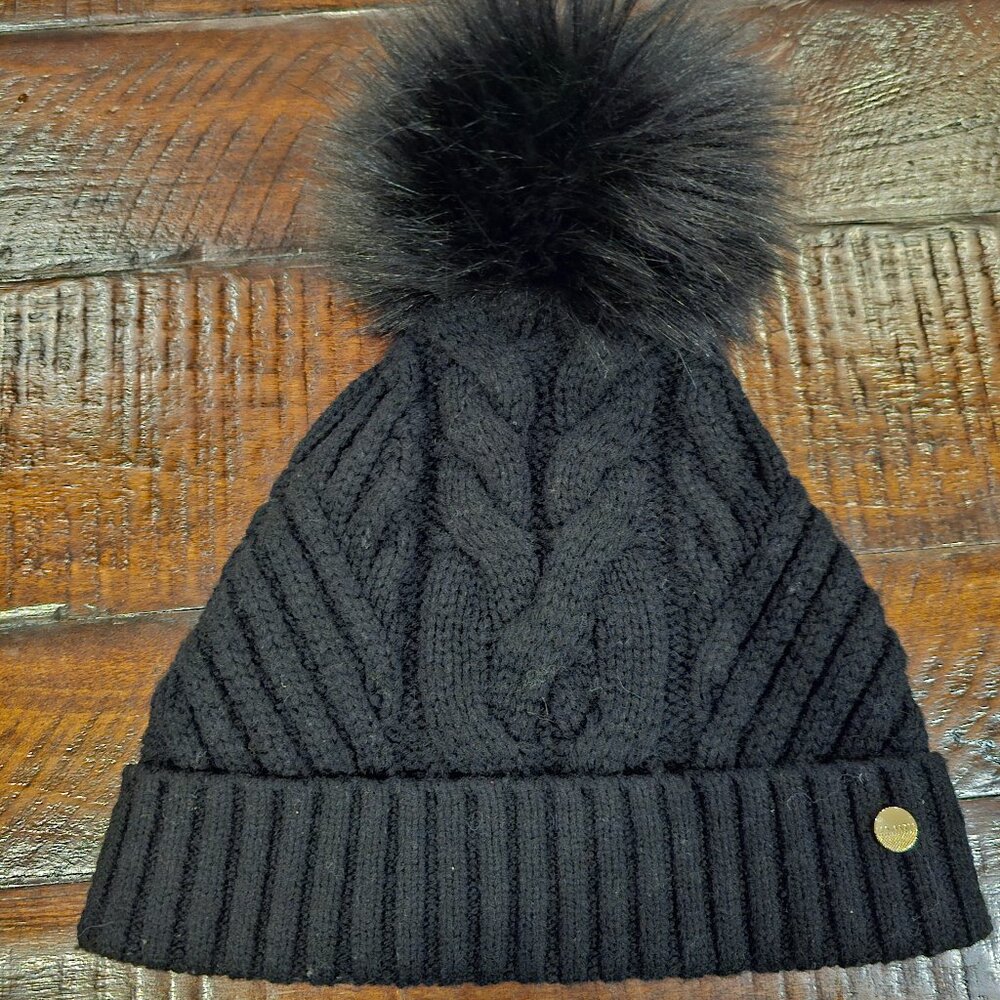 Ted Baker Black Pom Pom Hat